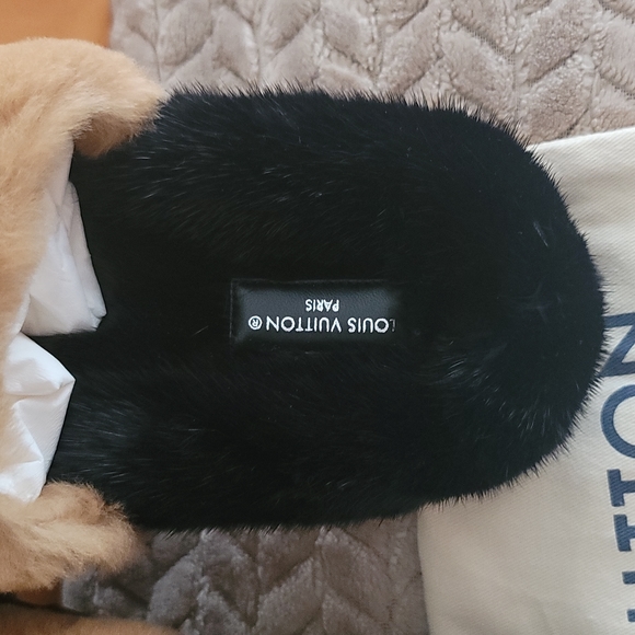 LOUIS VUITTON AUTHENTIC BLACK BROWN MINK LEATHER MULE MONOGRAM EMBOSSED 10 US 40 - Picture 8 of 17